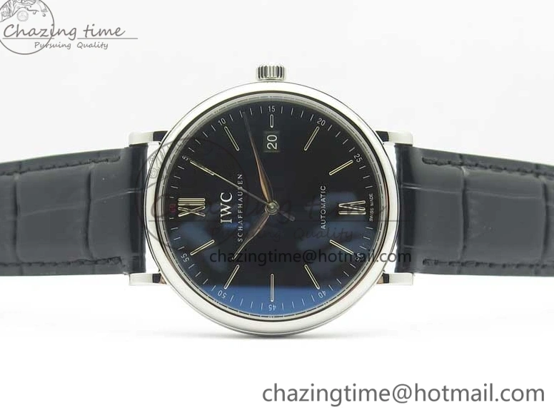 MIROTIME 0210 Durable Portofino Automatic SS MKF 1:1 Best Edition Black Dial On Black Leather Strap MIYOTA 9015 V 7202